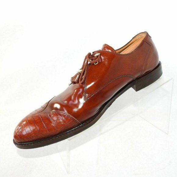 David Eden Size 11 Brown Exotic Croc Oxfords R5C19 main image 8